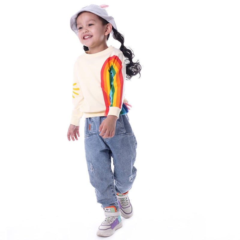 BINIDUCKLING Toddler Crew Neck Rainbow Sweatshirt Girls 2T - Image 3